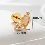 Gold color / 1 Piece Simple Series Classic Animal Titanium Steel   Gold Color Zircon Women's Stud Earrings 